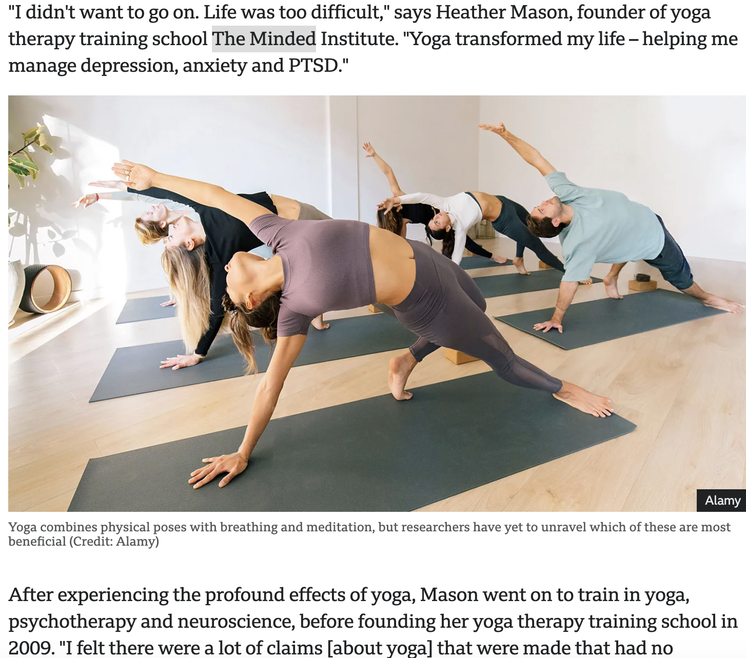 Heather Mason Featured in BBC Article on Yoga’s Mental Health Benefits and NHS Integration