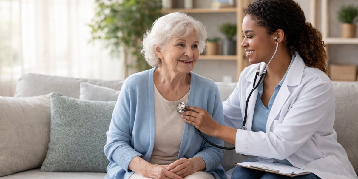 kosha assessment - elderly person receiving physical assessment