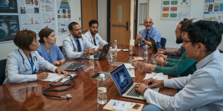 Medical experts reviewing evidence to develop consensus guidelines for clinical practice.